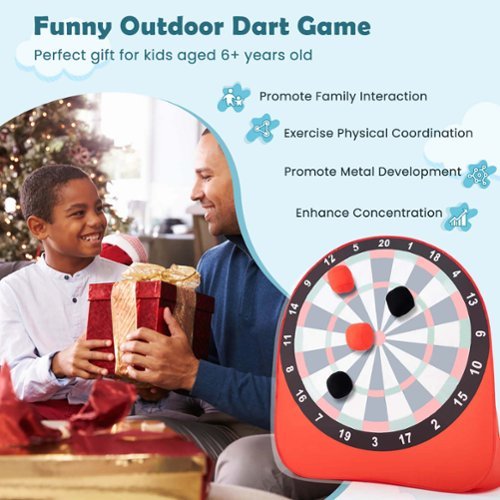 Costway Large Dart Board for Kids with 4 Kick Balls, Carrying Bag Giant Outdoor Kick Red - Red SHOP ONLINE