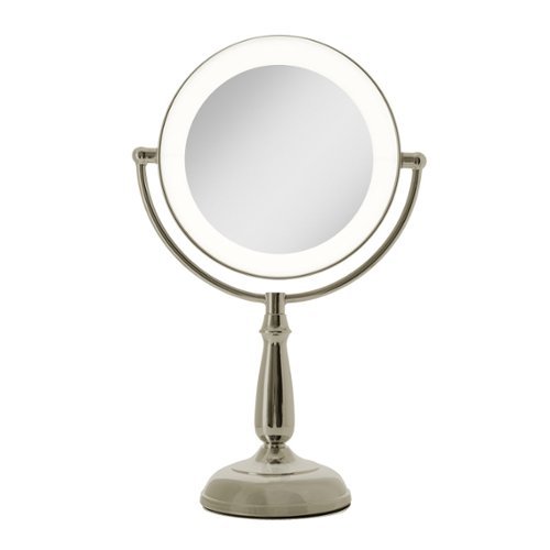 Zadro - LED Lighted Makeup Mirror with Touch Control and Magnification Options 5X, 10X, 12X - Polished Nickel-Front_Standard 