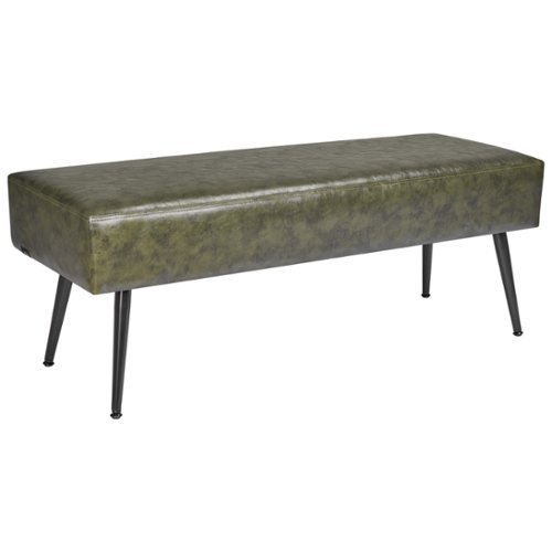 VEVOR - Leather Bedroom Bench, PU Leather Bench with Metal Legs and with Stitching for Entryway, Upholstered Shoe Bench Seat - Green-Front_Standard 