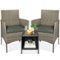 Best Choice Products - 3-Piece Outdoor Wicker Conversation Patio Bistro Set, w/ 2 Chairs, Table - Taupe/Slate Green-Front_Standard