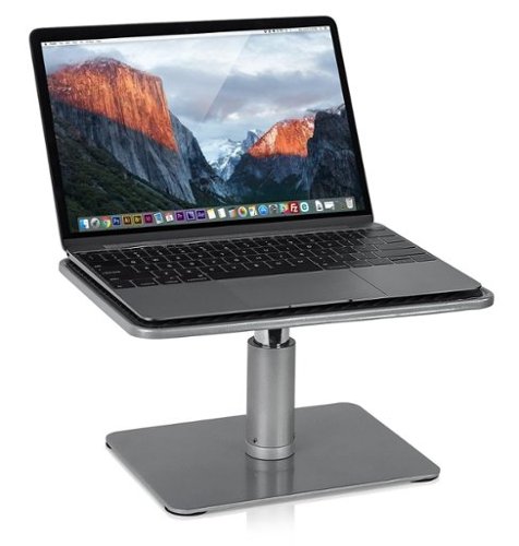 Mount-It! - Height Adjustable Laptop & Monitor Stand for Laptops and 24″-32″ Monitors with Anti-Slip Stability - Silver-Front_Standard 