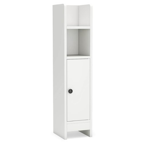  Costway - Bathroom Storage Cabinet with Adjustable Shelf 1 Door &amp; 2 Open Shelves Living Room - White