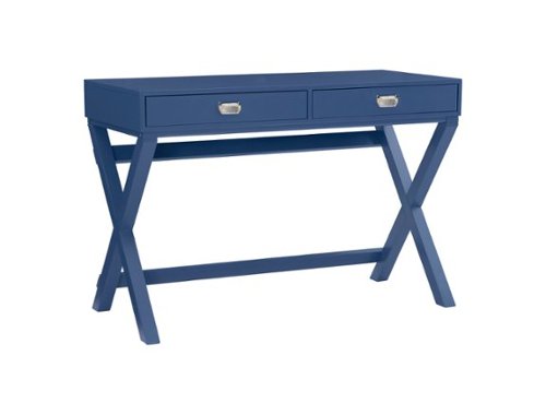 Linon Home Décor - Penrose Two-Drawer Campaign-Style Writing Desk - Navy-Front_Standard 