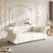 Anysun - 83.8" Oversized Velvet Chesterfield Pull-Out Sofa Bed - Classic Roll Arm, Flower Tufting for Living Room - White-Front_Standard