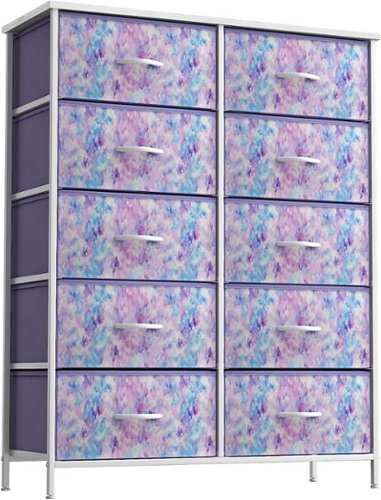 Sorbus - Dresser with 10 Drawers - Storage Unit Organizer Chest for Clothes - Bedroom, Room, Nursery, & Closet - Tie dye purple-Front_Standard 