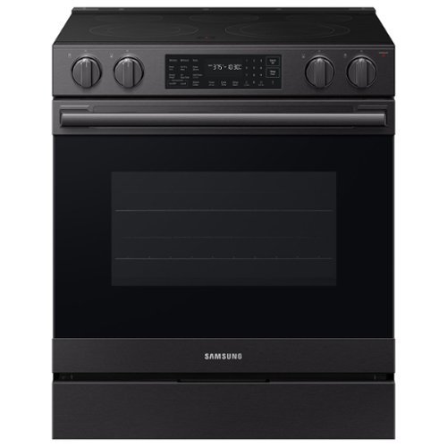 Samsung - 6.3 cu. ft. Bespoke Smart Slide-In Electric Range with No Preheat Air Fry Max and True Convection - Fingerprint Resistant Matte Black Steel