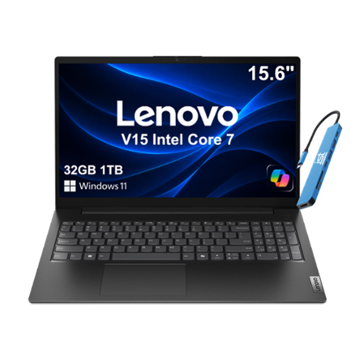 Lenovo - Upgraded - V15 Gen 5 15.6" FHD Business Laptop - Intel Core 7 240H with 32GB Memory - 1TB SSD - IST HUB - Windows 11 Home - Black-Front_Standard 