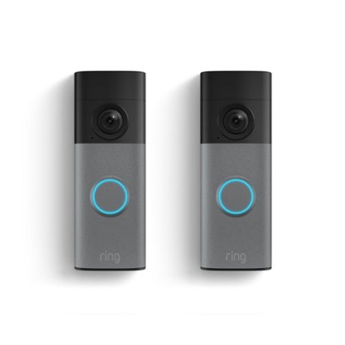 Ring - Battery Doorbell (2Pk) Retinal 2K with wide-angle video, up to 6x Zoom, Two-Way Talk, and Built-In Battery - Speckled Grey