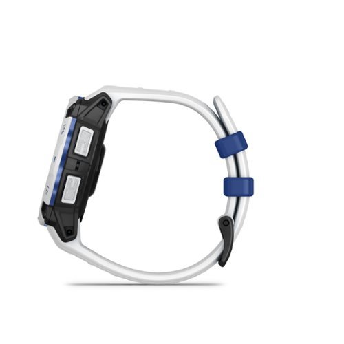 Garmin Instinct 3 Solar GPS Smartwatch 45 mm Fiber-reinforced Polymer - Whitestone with whitestone/bolt blue silicone band - (2025) BUY ONLINE