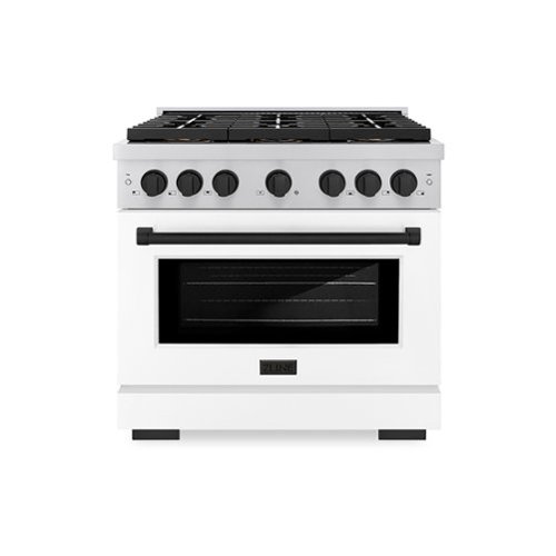 ZLINE - Autograph 36 in. Paramount Gas Range with 6 DuoPro Burners w/ White Door & Black Accents (PSGRZ-WM-36-MB) - Stainless Steel with White Matte Door
