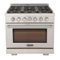 Kucht - Professional 36 in. 5.2 cu. ft. Natural Gas Range and Convection Oven in Stainless Steel with True Simmer Burners - Stainless Steel-Front_Standard