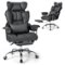 Costway - Big and Tall Executive Office Chair with Footrest Lumbar Support - Gray-Front_Standard