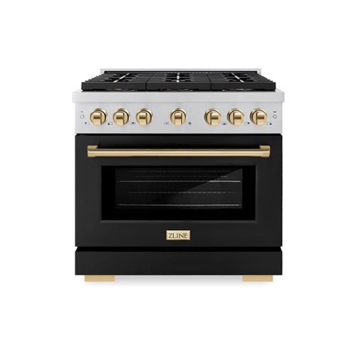 ZLINE - Autograph 36 in. Paramount Dual Fuel Range w/ DuoPro Cooktop & Black Door w/ Gold Accents (PSDRZ-BLM-36-G) - Stainless Steel with Black Matte Door