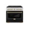 ZLINE - 36 in. Wide 6 Burner 5.2 cu. ft. Autograph Paramount Dual Fuel Freestanding Range w/ DuoPro Cooktop with Gold Accents - Stainless Steel with Black Matte Door-Front_Standard