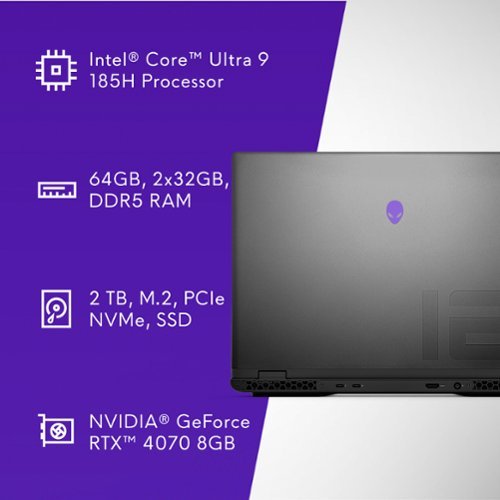 Alienware m16 R2 16 240Hz Gaming Laptop QHD+ - Intel Core Ultra 9 Series 1 with 64GB Memory - NVIDIA GeForce RTX 4070 - 2TB SSD - Dark Metallic Moon BUY IN MIDDLE EAST