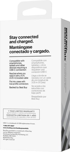 Best Buy essentials™ 10' USB-C to USB-C Braided Charge-and-Sync Cable - White HOW TO BUY