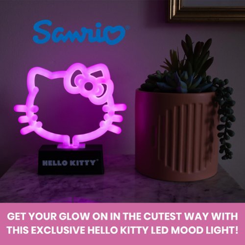Silver Buffalo Hello Kitty Face and Bow 6.5 Inch LED Neon Mood