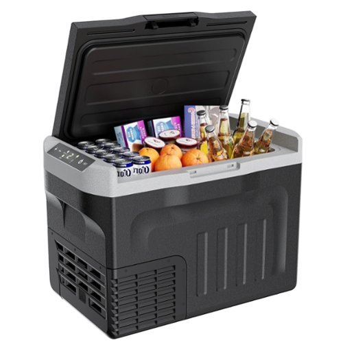 SIMZLIFE - 32 Quart 12 Volt Car Refrigerator Portable Fridge Freezer, 12/24V DC & 110~240V AC for Truck/Van/RV/SUV, Travel/Camping - Black-Front_Standard 