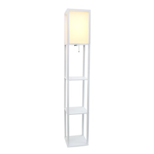 Lalia Home - Column Shelf 1400lm Floor Lamp with Linen Shade - WHITE-Front_Standard 