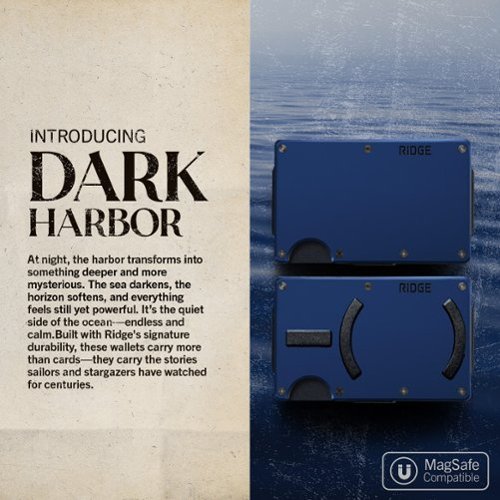 The Ridge Wallet 2.0 - Aluminum: Cash Strap - Dark Harbor WORLDWIDE DELIVERY