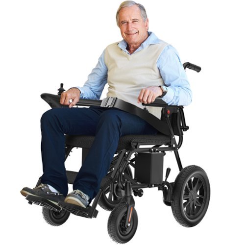 Brick Attic - Portable Electric Wheelchair for Adults, 20 Miles Longer Travel All Terrain Foldable Home Power Wheelchair for Seniors - Black-Front_Standard 