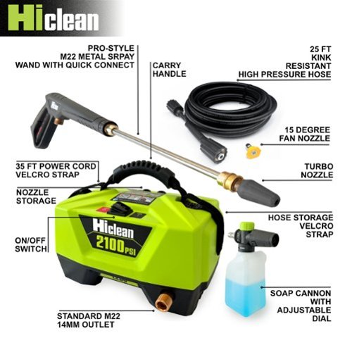 Hiclean Premium Electric Pressure Washer, 2100 PSI, Compact