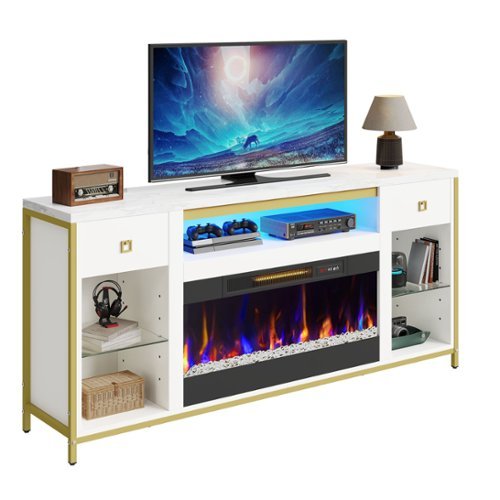 Bestier - Electric Fireplace TV Stand for TVs up to 80" - White
