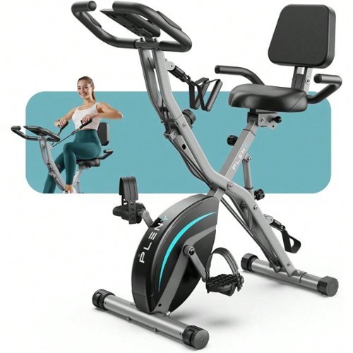 FED Fitness - Folding Exercise Bike, 5 IN 1 Stationary Bikes for Home 6.6 LBS Flywheel, 330LB Weight Capacity Back Support Cushion - Blue-Front_Standard 