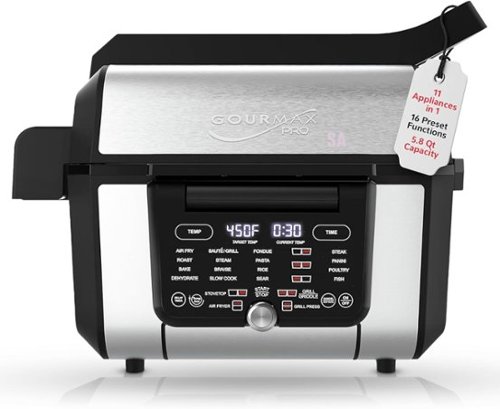 FOODGENIE - Gourmax Pro One Cooking Device - All-in-One Oven, Smokeless Grill, Air Fryer, Griddle, Cooker & More - Black-Front_Standard 