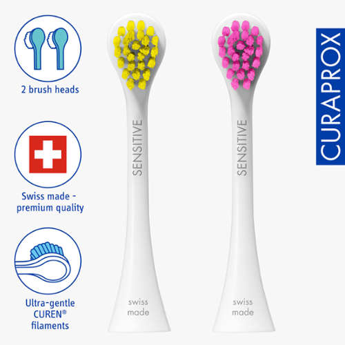 Curaprox Brush Head Hydrosonic, Sensitive, 2 pcs Yellow/Pink