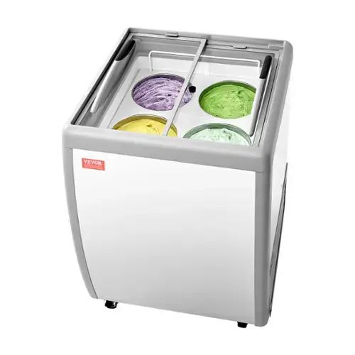 Front. VEVOR - Commercial Ice Cream Display Case, 5.6 Cu.ft Chest Freezer, Restaurant Gelato Dipping Cabinet Top Deep Freezer - White.