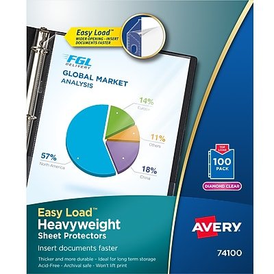 Avery - Easy Load Heavyweight Sheet Protectors, 8.5" x 11",  Acid-Free, 100/Box - Diamond Clear