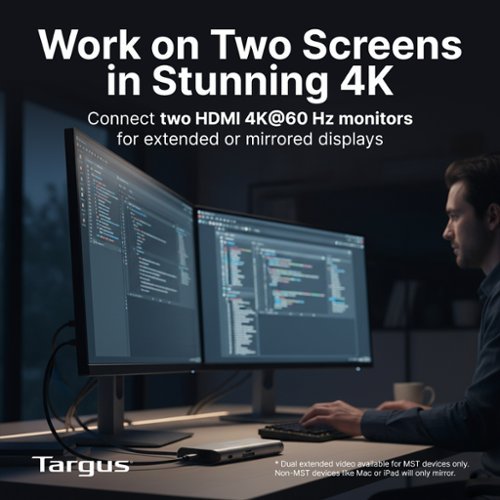 Targus USB-C Alt. Mode Dual HDMI 4K Mobile Dock with 140W EPR Pass-Thru & SD Reader - Silver BUY IN SINGAPORE