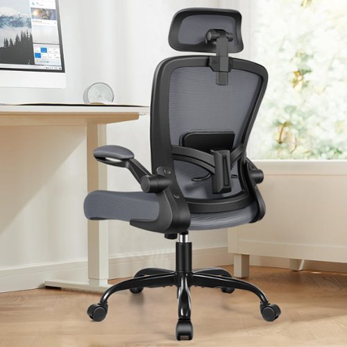 KERDOM - Ergonomic High Back Office Chair, Computer Chair with Adjustable Height, Lumbar Support Home Office Swivel Gaming Chair - Dark Gray-Front_Standard 