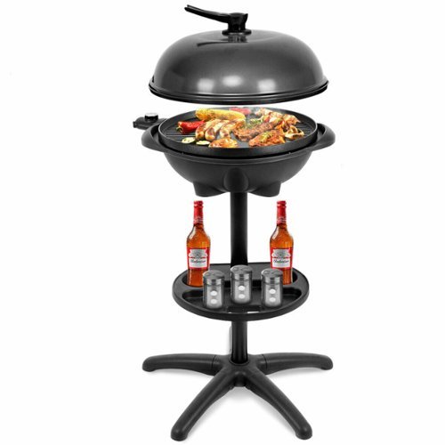 Costway Electric BBQ Grill 1350W Non-stick 4 Temperature Setting Outdoor Garden Camping Black - Black