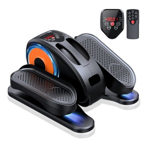 GlowWise - Quiet Under Desk Elliptical Machine for Seniors - 12 Speeds, Remote Control, Portable Leg Exerciser (Fully Assembled) - Orange-Front_Standard 