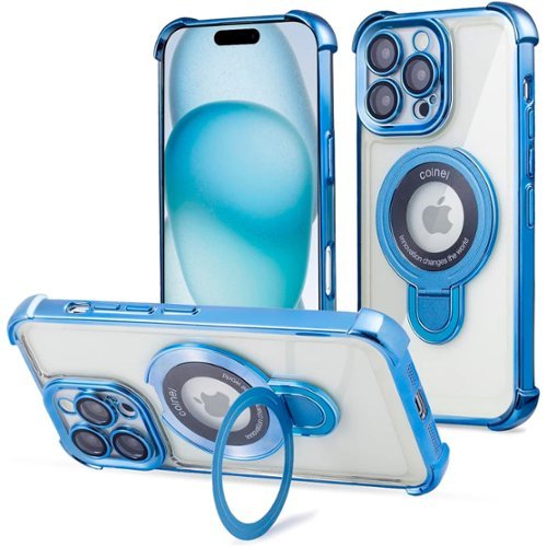 Entronix - Magnetic Case for iPhone 16 Pro - Clear Luxury Glossy Gripstand - Blue-Front_Standard 