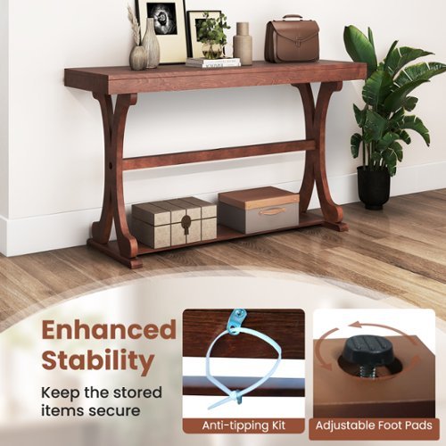 Gymax Narrow Console Table Vintage Accent Sofa Table w/ Open
