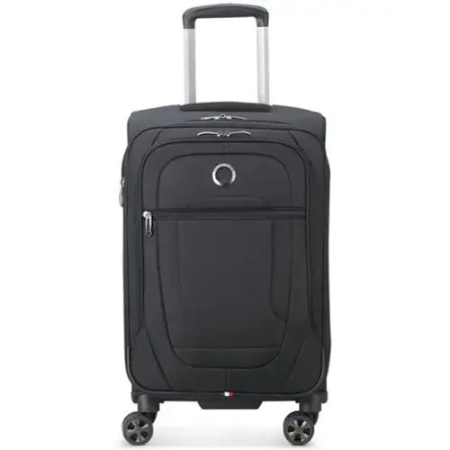 Front. Delsey - Delsey Helium DLX Expandable Spinner Carry-On Luggage - 21" Small - Black.
