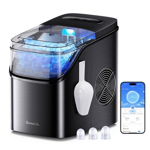Govee - GoveeLife Smart Ice Maker Countertop, Self Cleaning RGB Lights, Quiet Ice Maker with Scoop for Kitchen - Black-Front_Standard 