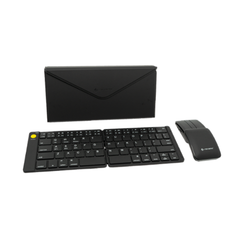J-Tech Digital - Foldable Bluetooth Keyboard and 2-in-1 Sliding Wireless Mouse - Black-Front_Standard 