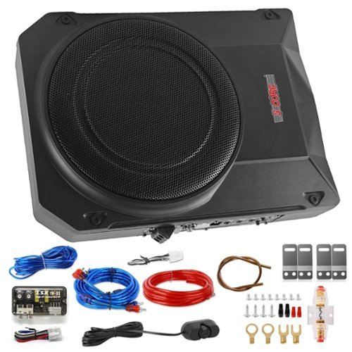 5 CORE - 5Core 10 inch Slim Under Seat Car Audio Subwoofer 800W Built in Amplifier Sub Woofer Enclosure Box - Black-Front_Standard 