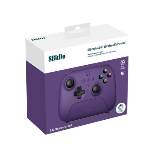 8BitDo Ultimate 2.4G Wireless Controller with Dock and Hall Effect Joysticks - Purple WORLDWIDE DELIVERY