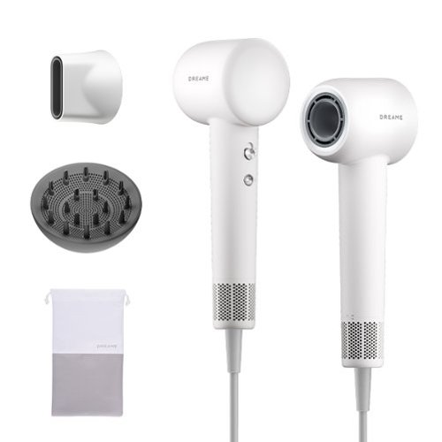 Dreame - Gleam Hair Dryer for Women -Powerful Fast Drying, Lightweight, 200M Negative Ions for Frizz-Free Shine, Low Noise - White-Front_Standard 