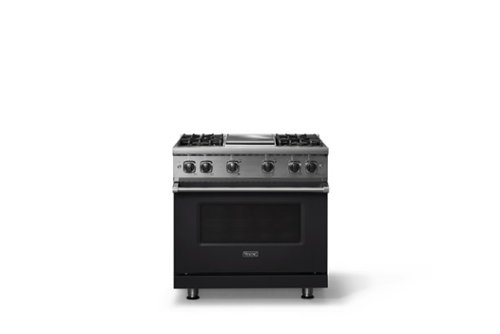 Viking - 5.1 Cu. Ft. 36"W Freestanding LP Gas Sealed 4 Burner Range with Griddle - Onyx-Front_Standard 