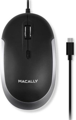 Macally - USB Type C Mouse - Slim & Compact Design - USB C Mouse for MacBook Pro iMac PC etc. - Wired - Black with Silver Trim-Front_Standard 