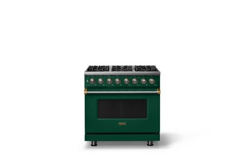 Viking - 36"W 5.6 Cu.Ft. Pro5S Freestanding Sealed 6 Burner Dual Fuel Convection Range - Ivy w. Brushed Brass Trim - Ivy