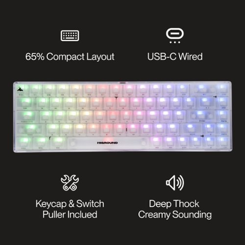 Higround Basecamp 65 65% Wired Mechanical Lubed Flame Linear Switch Gaming Keyboard with RGB lighting - Opal BUY IN AUSTRALIA