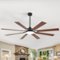 Breezary - 72'' Ceiling Fan with 8 Plywood Blades, 3-Color Light, 6-Speed DC Motor, 6"/20" Downrods, Remote with Timer - Matte Black and Dark Wood Grain-Front_Standard