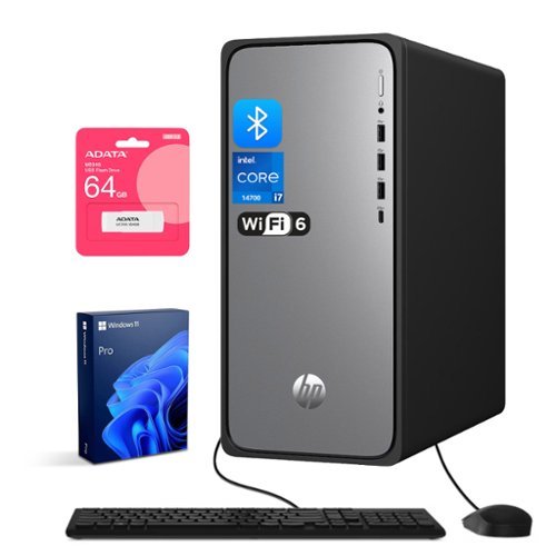 HP - OmniDesk Desktop - Intel Core i7-14700 with 32GB DDR5 RAM - 2TB SSD - With Adata UC310 64GB USB Flash Drive - Black-Front_Standard 